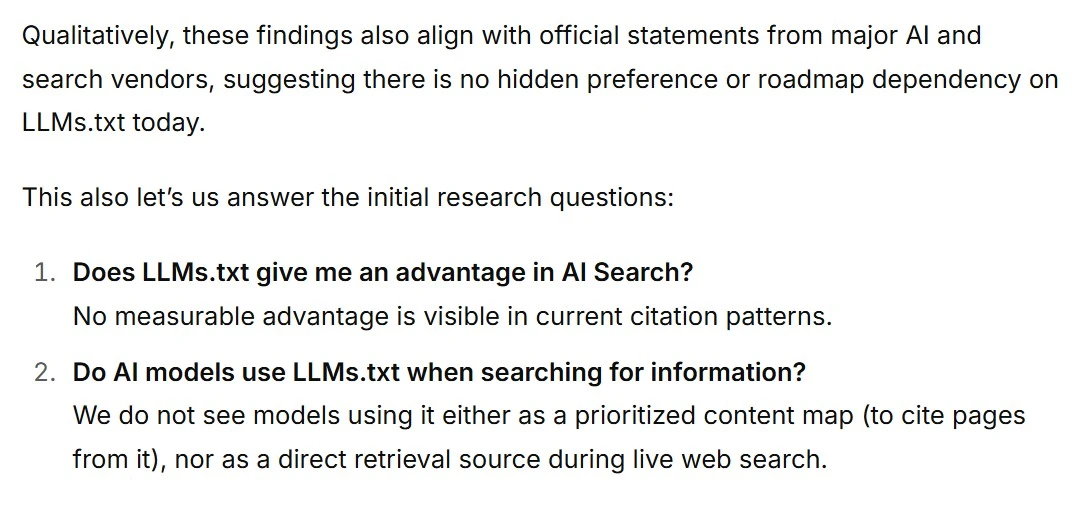 ALLMO.ai study showing no measurable impact of llms.txt