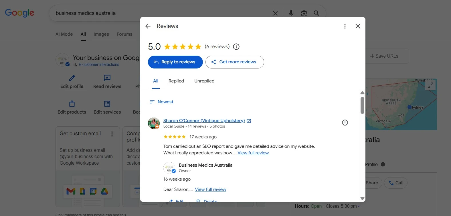 Business Medics Australia Google Reviews